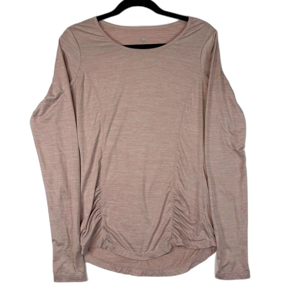 GAIAM Women's Long Sleeve Ruched Side Heathered Mauve Yoga Athleisure Size Small